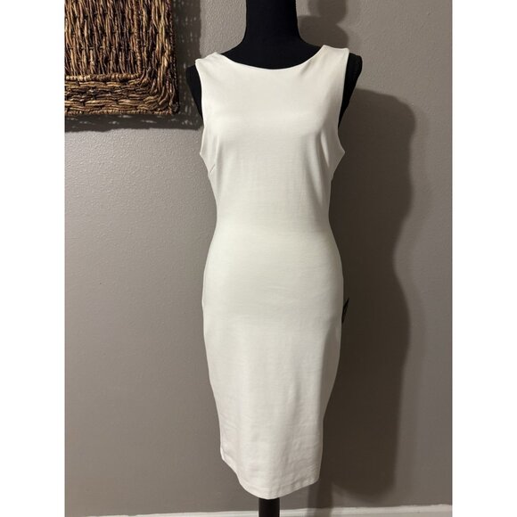 Lulus Sheath Dress M White Backless Stretch Sleeveless LWD NEW - Picture 5 of 12